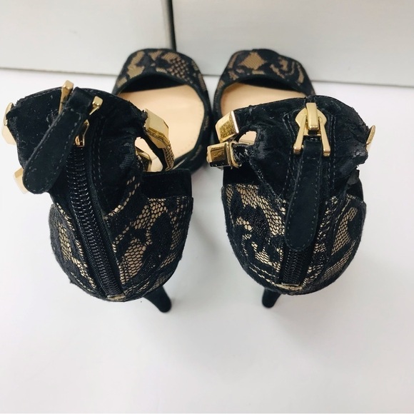 GUESS Black Lace Open Toe Stiletto Heels Size 9 - Picture 5 of 9